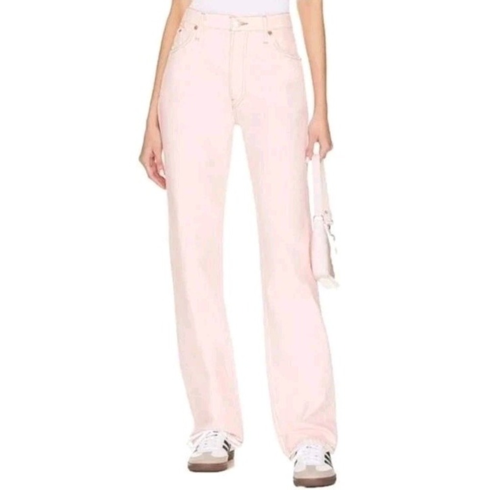 Re/Done High-Rise Straight Jeans in Pale Pink